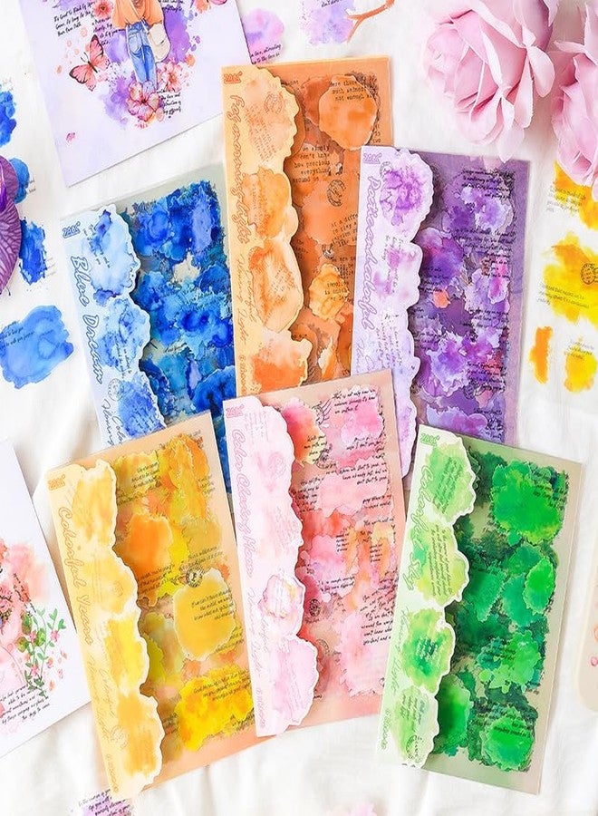 SAMVARDHAN Watercolor Abstract PET Stickers Set (36 Sheets) | Aesthetic Ink Wash & Color Splash Stickers | Journaling, Scrapbooking & Planner Decoration,Pack of 6 - Image 1